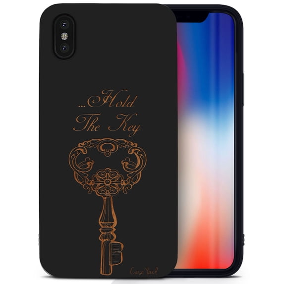 Case Yard Wooden Case for iPhone-XS-Max Soft TPU Silicone cover Slim Fit Shockproof Wood Protective Phone Cover for Girls Boys Men and Women Supports Wireless Charging Hold The Key Design