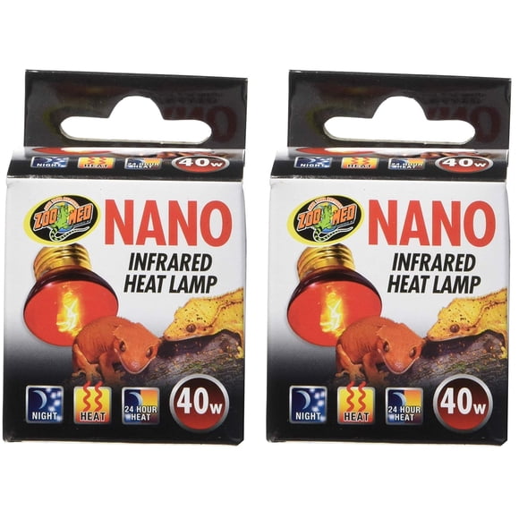 Paquete de 2 Lámparas de Calor Infrarrojas Nano Zoo Med de 40 Vatios