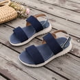 thumbnail image 6 of CQONEPT Sandals for Women Casual Walking Sandal Summer Roman Style Flat Sandals Elastic Strap Comfortable Open Toe Shoes Blue 40, 6 of 6