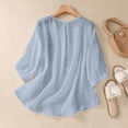 thumbnail image 2 of Business Casual Tops for Women 3/4 Sleeve Cotton Linen Shirts For 2025 Summer Retro Embroidered Tops Casual Trendy Vacation Blouse Cute Summer Tops1 PC, 2 of 4