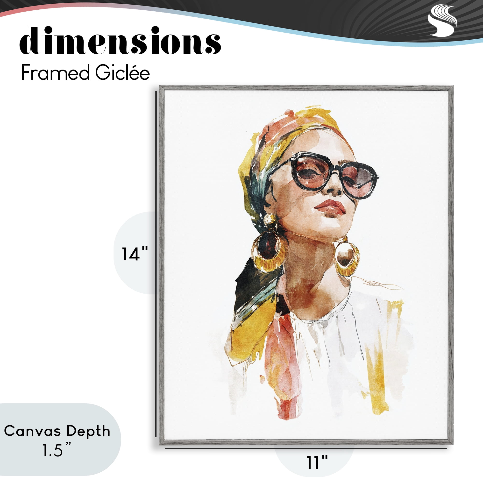 Stupell Industries Stylish Woman with Headwrap Gray Framed Giclee Art, design by Svetlana Aleynikova