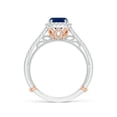 thumbnail image 2 of ANGARA Natural 1 Ct Sapphire & Diamond Ring with Filigree in 14K White & Rose Gold for Women (Size-6mm) | September Birthstone, Anniversary, Jewelry Gift for Women | Natural Sapphire Ring, 2 of 10