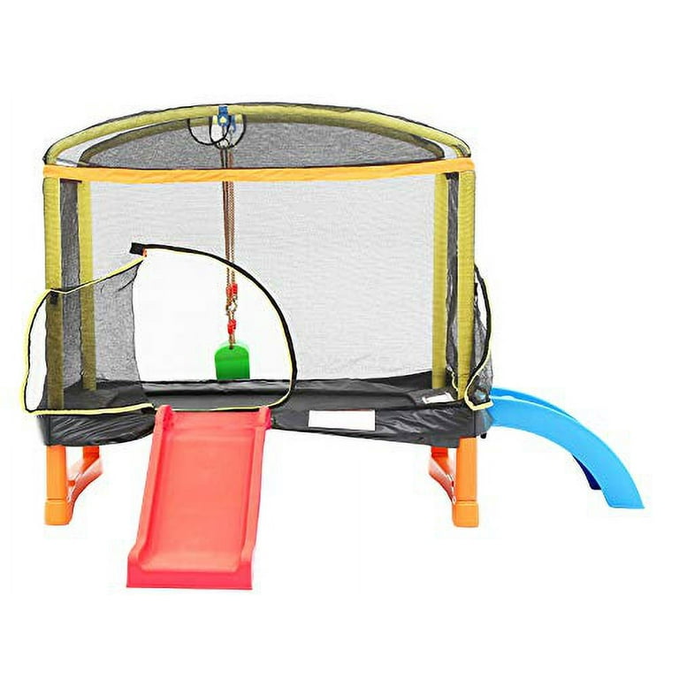 LANGXUN 6.5 Ft 4-in-1 Rectangle Trampoline for Kids, with Climb