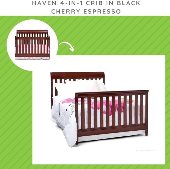 Full-Size Conversion Kit Bed Rails #0050 for Delta Children Cribs (Black Cherry Espresso - 607)