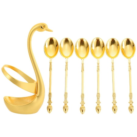 

1 Set Exquisite Alloy Crafts Swan Base Fruit Spoons for Kitchen Dining Table