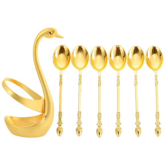 MasteelfCA 1 Set Exquisite Alloy Crafts Swan Base Fruit Spoons for Kitchen Dining Table