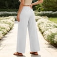 thumbnail image 5 of Levmjia Women Wide Leg Pants High Waisted Solid Color Casual Trousers with Pockets Elastic Waistband Flowy Straight Lounge Pants, 5 of 8