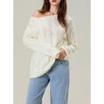 thumbnail image 4 of Nituyy Chandails Tricotés pour Femmes Manches Longues Creuses Col Rond Pullovers Amples d'Automne, 4 of 6