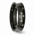 thumbnail image 6 of Primal Steel Stainless Steel Black IP Plated Cross 6mm Concave Band, 6 of 9
