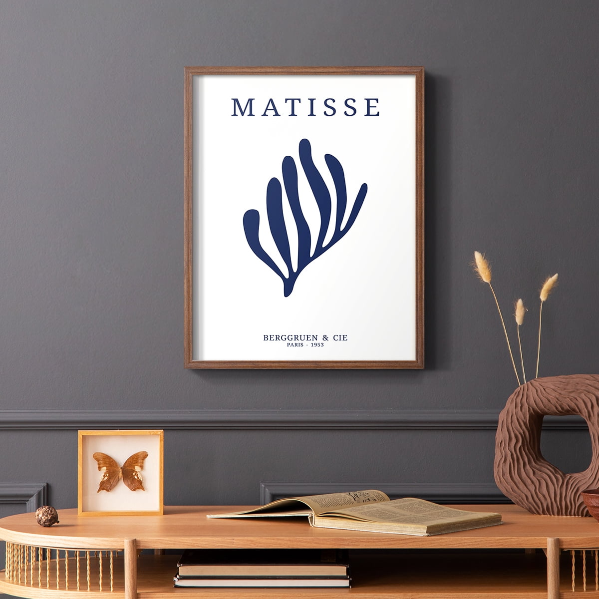 Matisse CDXIII in Brown Solid Wood Framed Print No Nail Hanging