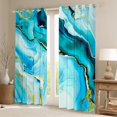 thumbnail image 2 of Manfei Abstract Marble Texture Black Out Curtains,Fluid Stripe Aesthetic Curtains Pack of 2 (42x63 Each),Gold Blue Bedroom Curtains For Kids,Lightweight Room Decor, 2 of 6