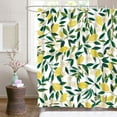 thumbnail image 4 of Lemon Shower Curtains, Allover Fruits Shower Curtain Green Leaves Plant Design Waterproof Fabric Bathroom Shower Curtain Set with 12 Hooks, Green Yellow 72"×72", 4 of 6