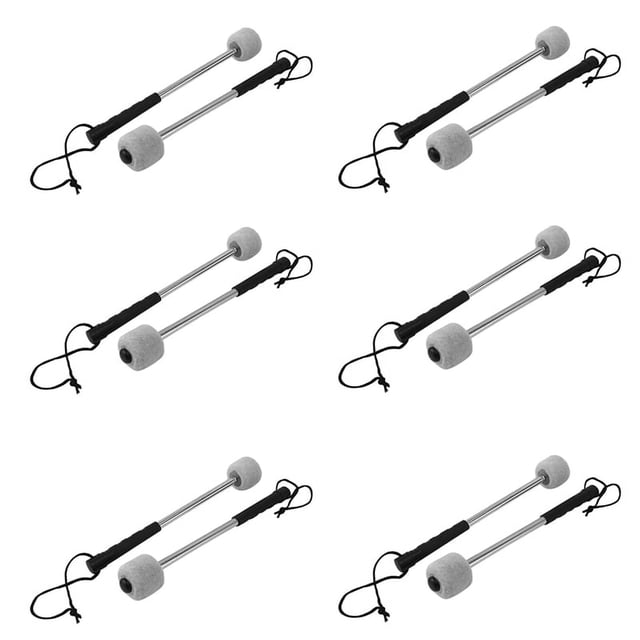12 Pcs Maillet Tambour Tête en Feutre Maillets de Percussion Bâtons de Timbali avec Poignée en Acier Inoxydable, Blanc