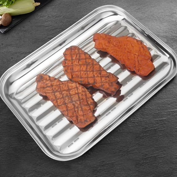 WEAVILUX White Stainless Steel BBQ Grilling Tray - Rust-Resistant Outdoor Cooking Pan and Essential Grill Accessory