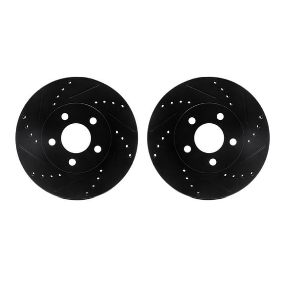 Dynamic Friction Company Front Brake Rotors-Drilled and Slotted-Black 8002-40013