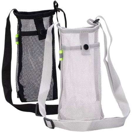 2 Pcs Portable Water Bottle Bag with Adjustable Shoulder Strap - Foldable Lightweight Beach Water Bottle Sling Bag for Sports Gym Hiking Camping Walking