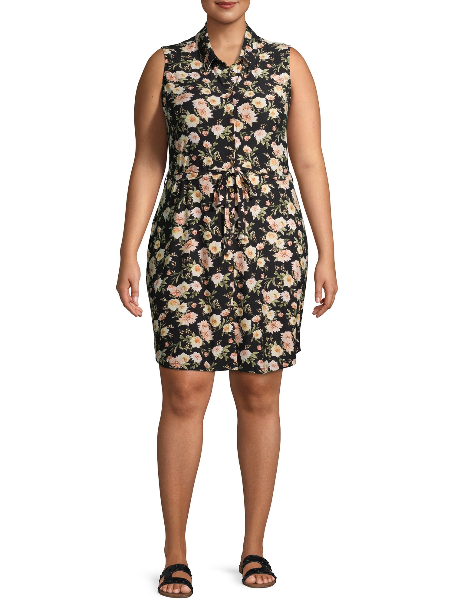 plus size sleeveless shirt dress