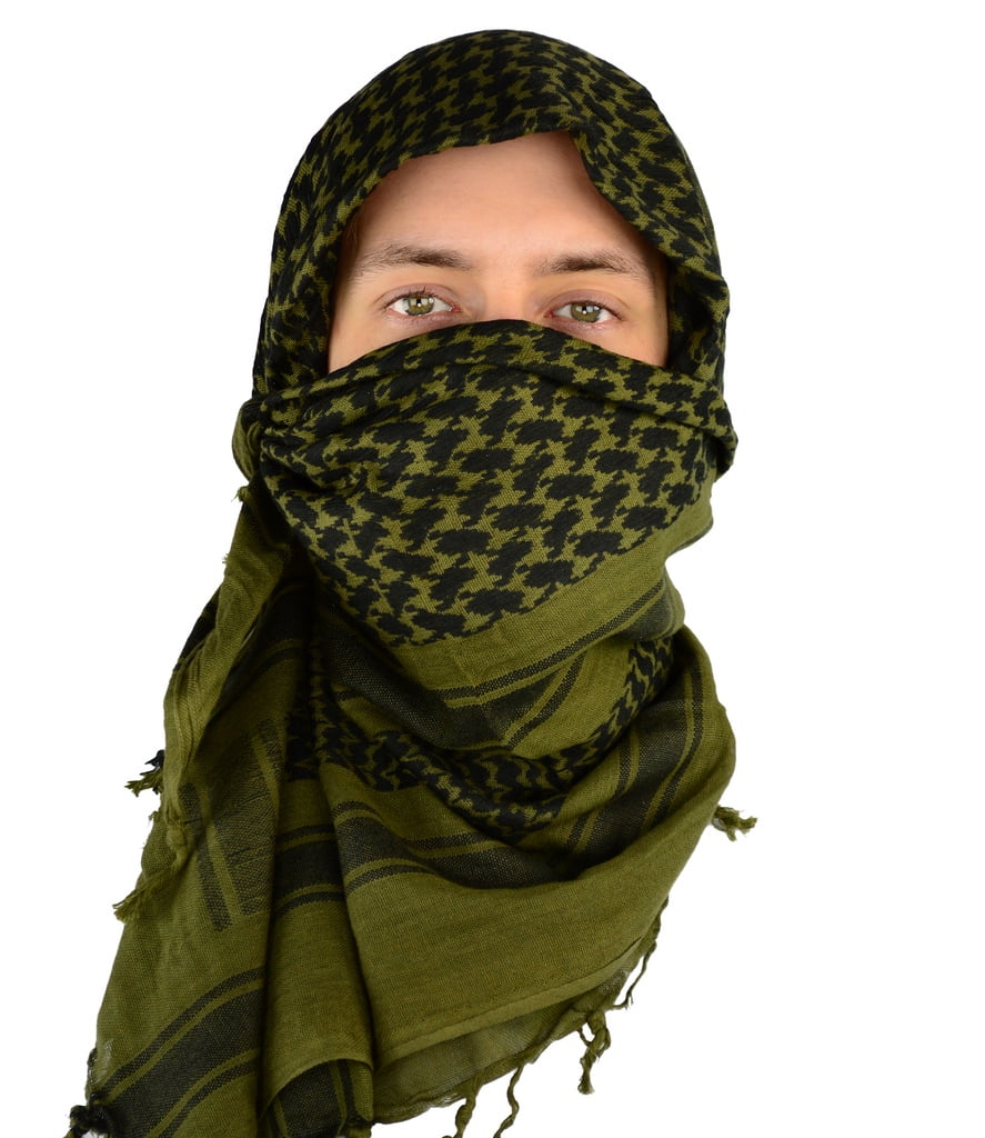 KINGREE Military Shemagh Tactical Desert 100% Cotton Keffiyeh Scarf Wrap Shemagh Head Neck Scarf Arab Scarf