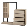 thumbnail image 6 of Glavbiku Modern Wardrobe with 4 Drawers, 3 Shelves,Hanging Rod,Closet Storage Armoires,Natral, 6 of 11