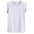 thumbnail image 3 of Ohufall Plus Size Blouses for Women Fashion Solid Color Casual Round Neck Tank Tops Summer Soft Comfy Sleeveless T-shirt Tops, 3 of 3