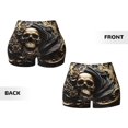 thumbnail image 3 of Sikiie Gold Rose Skull Print Workout Shorts Women Scrunch Butt Gym Shorts Seamless High Waist Tummy Control Yoga Biker Athletic Shorts, 3 of 5