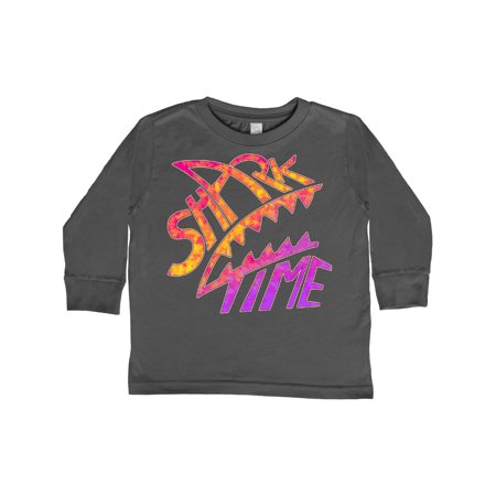 

Inktastic Shark Time- sunset colors Gift Toddler Boy or Toddler Girl Long Sleeve T-Shirt