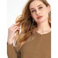 thumbnail image 6 of SSLR Oversized T-Shirts for Women Long Sleeve Crop Tops Henry Neck Waffle Ribbed Top, 6 of 8
