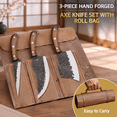 3-Piece Forged Butcher Set with Leather Roll Bag for Meat Preparation ...