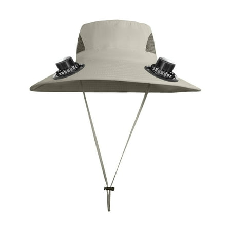 Men s Wide Brim Solar Fan Outdoor Fishing Hat Solar Fan Hat Brim Sun Hat with 6 Solar Fan Removable & USB Charging Fan Outdoor Fishing Hat with Fan for Men