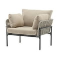 thumbnail image 2 of Ryder Modern Outdoor Patio Lounge Chair with Cushions, Rope Accents, Iron Frame, Grey+Beige, 2 of 13