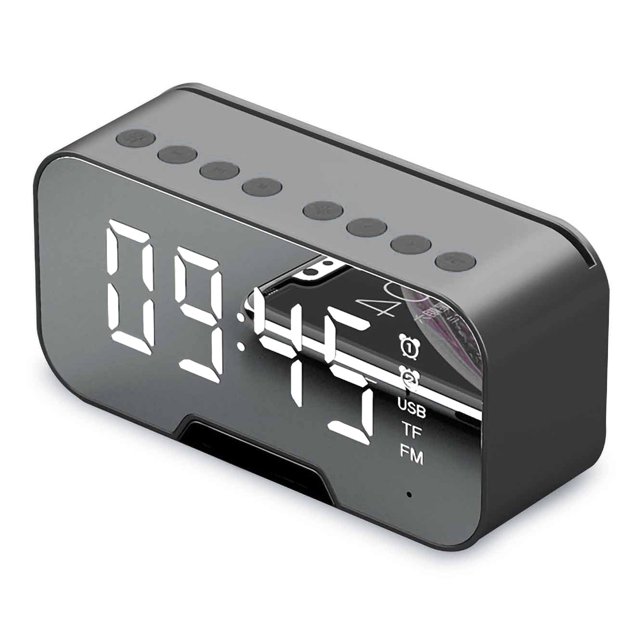 Reloj de mesa inalámbrico, espejo, altavoz inalámbrico Bluetooth, reloj con altavoz Bluetooth, altavoz Bluetooth, materiales de primera calidad