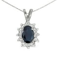 thumbnail image 1 of 10k White Gold Oval Sapphire And Diamond Pendant with 18" Chain, 1 of 3