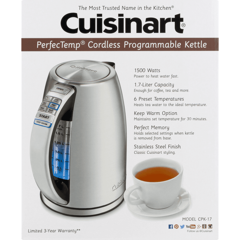 Cuisinart Caskata PerfecTemp 1.7-Liter Cordless Programmable Kettle