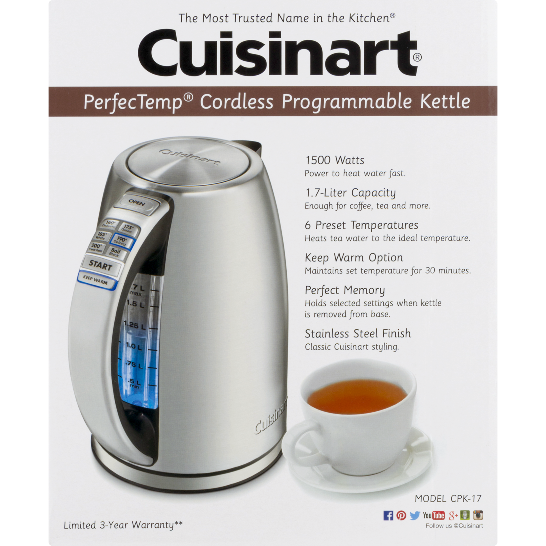 Cuisinart PerfecTemp Cordless Programmable Kettle - image 4 of 8