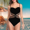 thumbnail image 3 of Aayomet Maillots de Bain pour Femmes une Pièce Résistant au Chlore Col Rond Bonnets Souples Sportif une Pièce, Noir G, 3 of 4