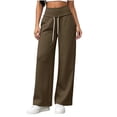 thumbnail image 2 of ClodeEU Women Elastic Drawstring High Waist Wide Leg Sweatpants,Casual Loose Pants with Pockets Brown,Women's Plus S, 2 of 6