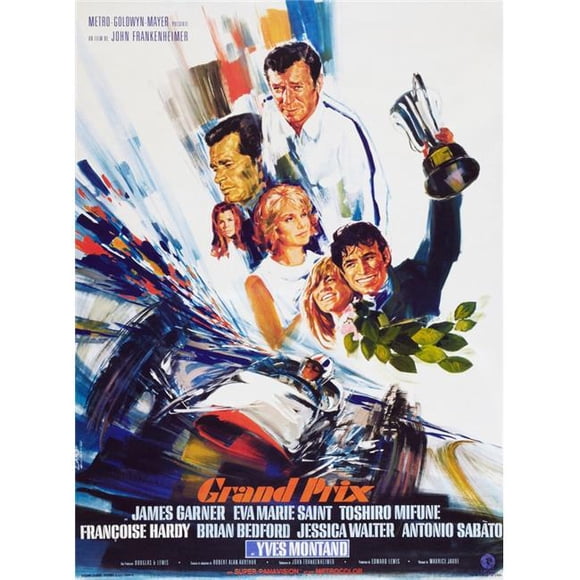 Everett Collection Grand Prix Affiche Française Centre - James Garner Centre Bas - Eva Marie Saint Bas Droit - Antonio Sabato Bas 2ème à Droite - Francoise Hardy Affiche de Film 1966