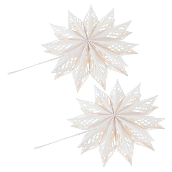 TABLZONE 2Pcs Paper Snowflake Hanging Decorations White Foldable 3D Design for Holiday and Wedding Decor