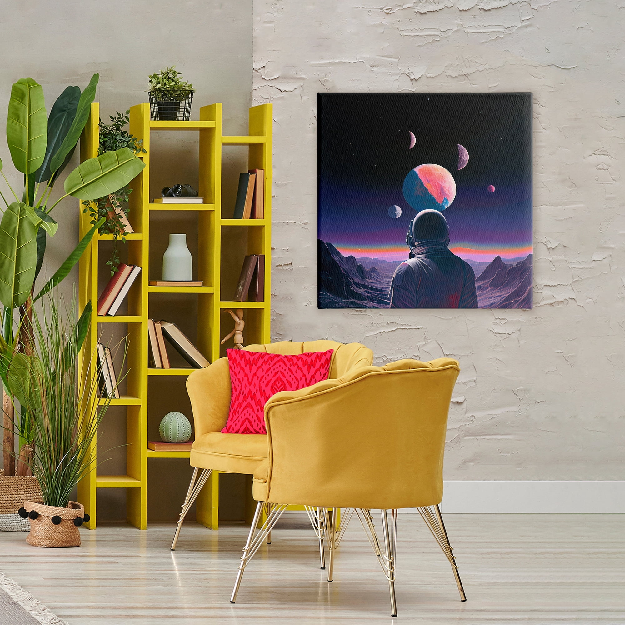 Astronaut & Purple Toned Terrain Canvas Wall Art, design by Sasha