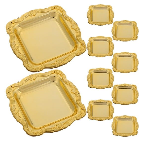 NICEXMAS 10Pcs Gold Plastic Appetizer Plates for Wedding Party Cake Candy Tray