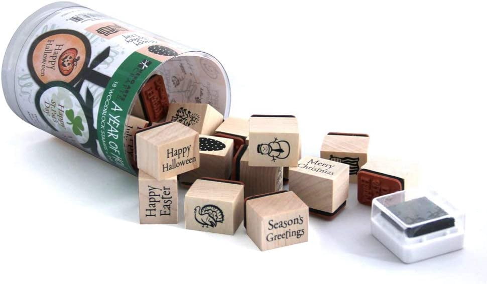 Hero Arts Woodblock Stamp Set, A Year of Holidays Ink N Stamp