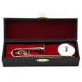thumbnail image 1 of Réplica de trombón en miniatura con soporte y estuche. Modelo de instrumento chapado en oro. Adornos musicales., 1 of 12