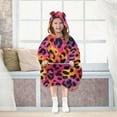 thumbnail image 7 of Dailycode Wearable Blanket Hoodie Oversized Sherpa Flannel Blankets with Pocket for 3-14 Year Old Vibrant Leopard Print, 7 of 7
