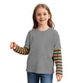 thumbnail image 2 of JAJAHO Long Sleeve Shirt For Kids Boys Girls 2 In 1 T Shirt Y2K Striped Loose Fit Crewneck Tee Comfortable Playwear 2-12 Years Soft Tops, 2 of 3