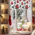 thumbnail image 3 of Xmas Flowers Valances for Windows, 42 x 18in, Green Red Christmas Poinsettias Pine Leaf Fruits Rod Pocket Kitchen Valance Curtain Light Filtering Window Treatments for Living Room Bedroom, 1 Panel, 3 of 7