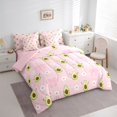 thumbnail image 2 of jejeloiu Cute Cartoon Avocado 7-Piece Twin Bedding Sets,Pink Bowknot Flower Bedding Comforter Set For Girls Kids Reversible, 2 of 7