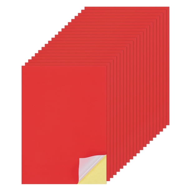 25 Hojas de papel de cartón autoadhesivo imprimible, 8"x12" Papel de cartón autoadhesivo A4 250gsm Rojo Brillante