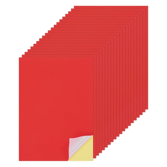 25 Hojas de papel de cartón autoadhesivo imprimible, 8"x12" Papel de cartón autoadhesivo A4 250gsm Rojo Brillante
