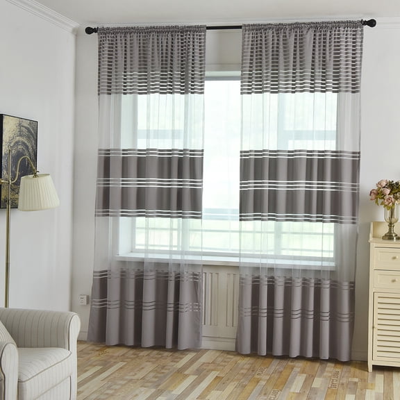 Extra Long Sheer Curtains, Grommet High Ceiling Light Flitering Long Two Story Sheer Curtains for Living Room and Two Story Room.(Grey, 2 Panels, 40"X108")