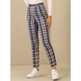 thumbnail image 2 of Pantalones De Tobillo A Cuadros Allegra K Casual Con Botones Azul S, 2 of 5